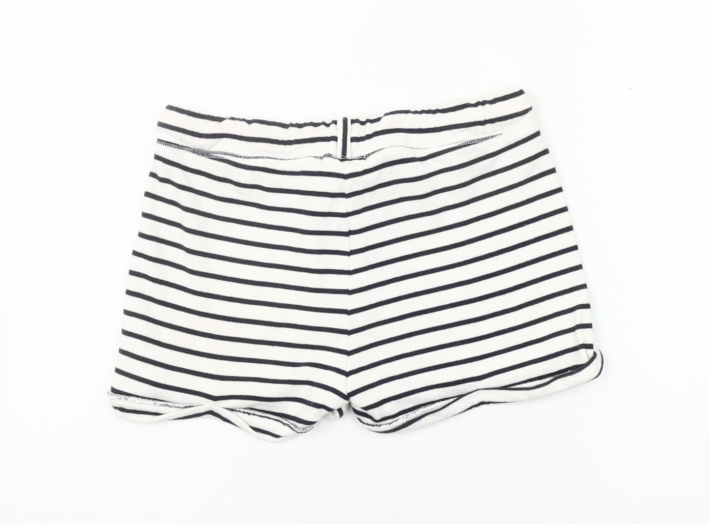 Diesel Womens White Black Striped Drawstring Shorts Size M Cotton Blend