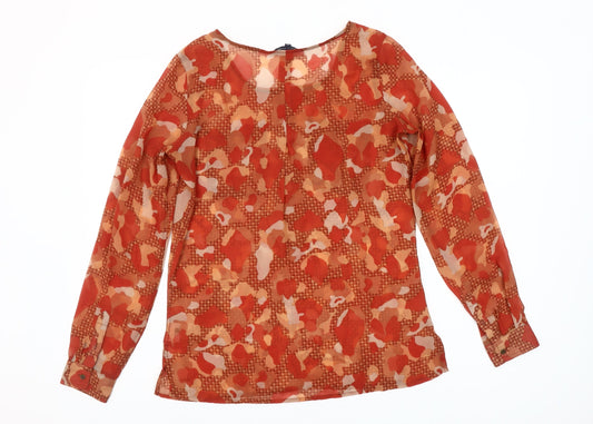 Tommy Hilfiger Women's Orange Geometric Chiffon Tunic Blouse XS