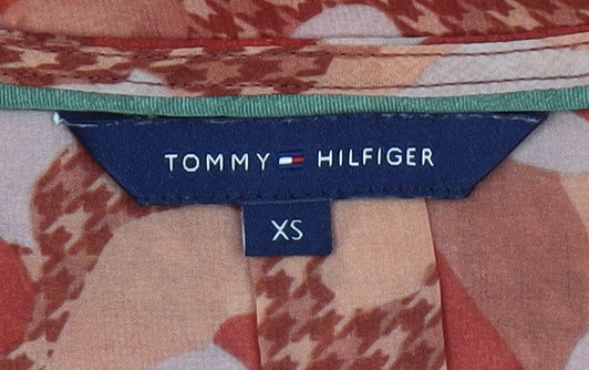 Tommy Hilfiger Women's Orange Geometric Chiffon Tunic Blouse XS