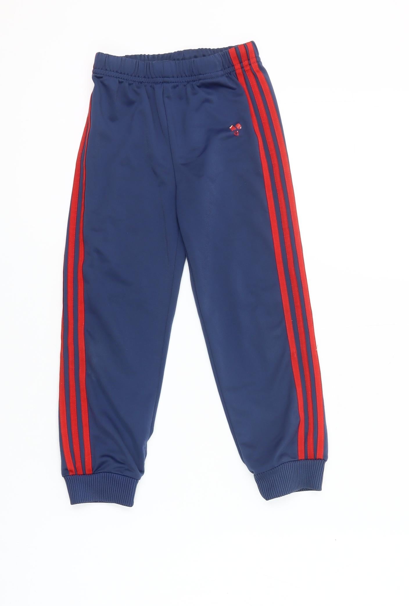 Adidas Boys Blue Jogger Trousers 3-4 Years Elastic Waist Sportswear