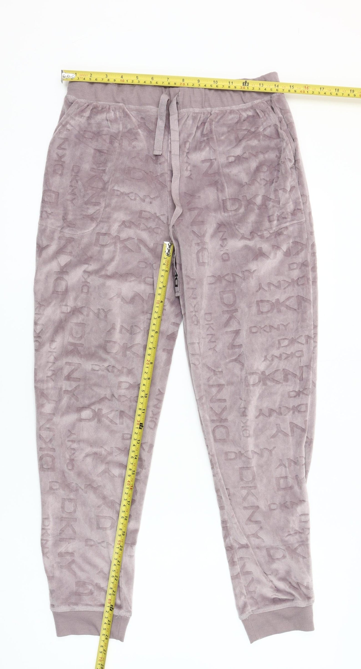 DKNY Women’s Purple Velour Logo Jogger Trousers Size S