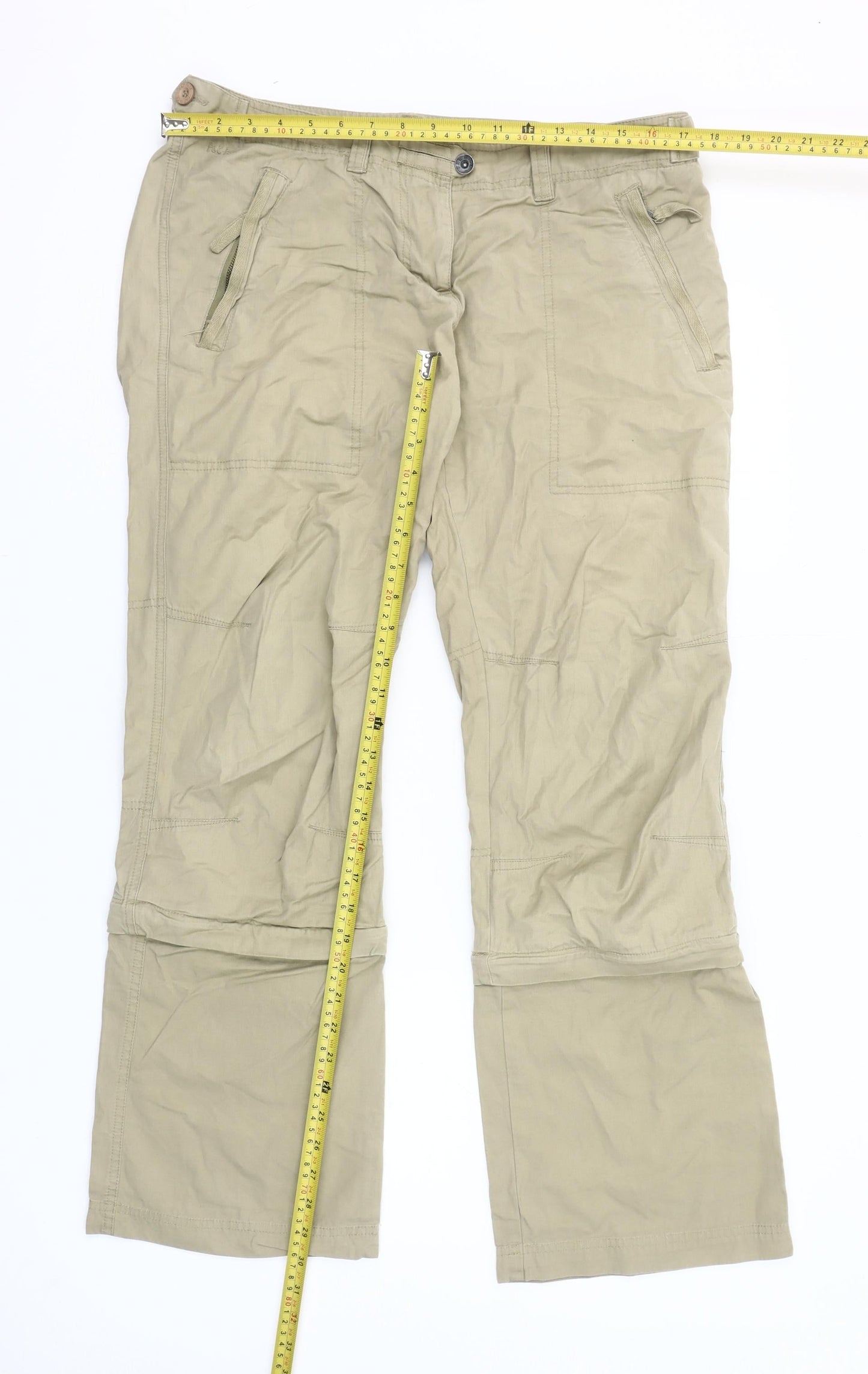 Fat Face Women Beige Cargo Trousers Size 14 Cotton Outdoor