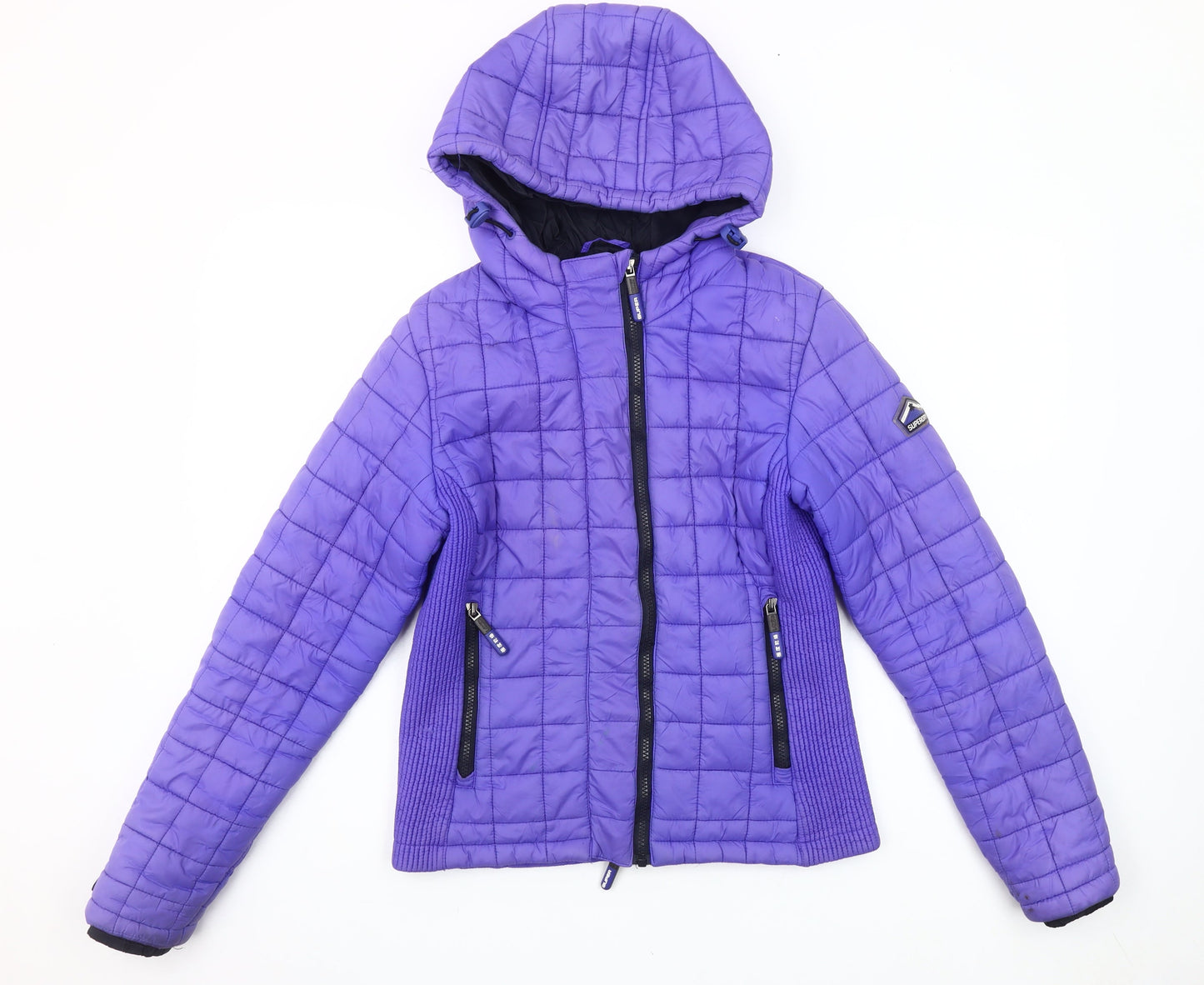 Superdry Women's Purple Quilted Hooded Puffer Jacket Size S