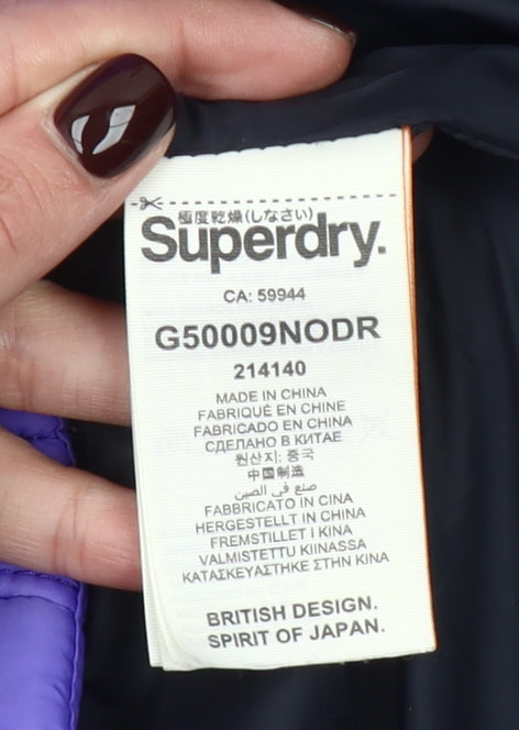 Superdry Women's Purple Quilted Hooded Puffer Jacket Size S