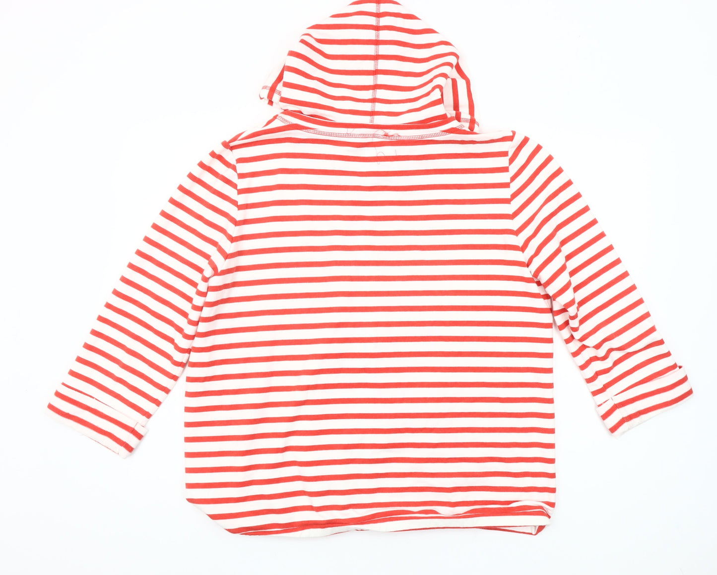 Tommy Hilfiger Women Red White Striped Full Zip Hoodie XL Cotton