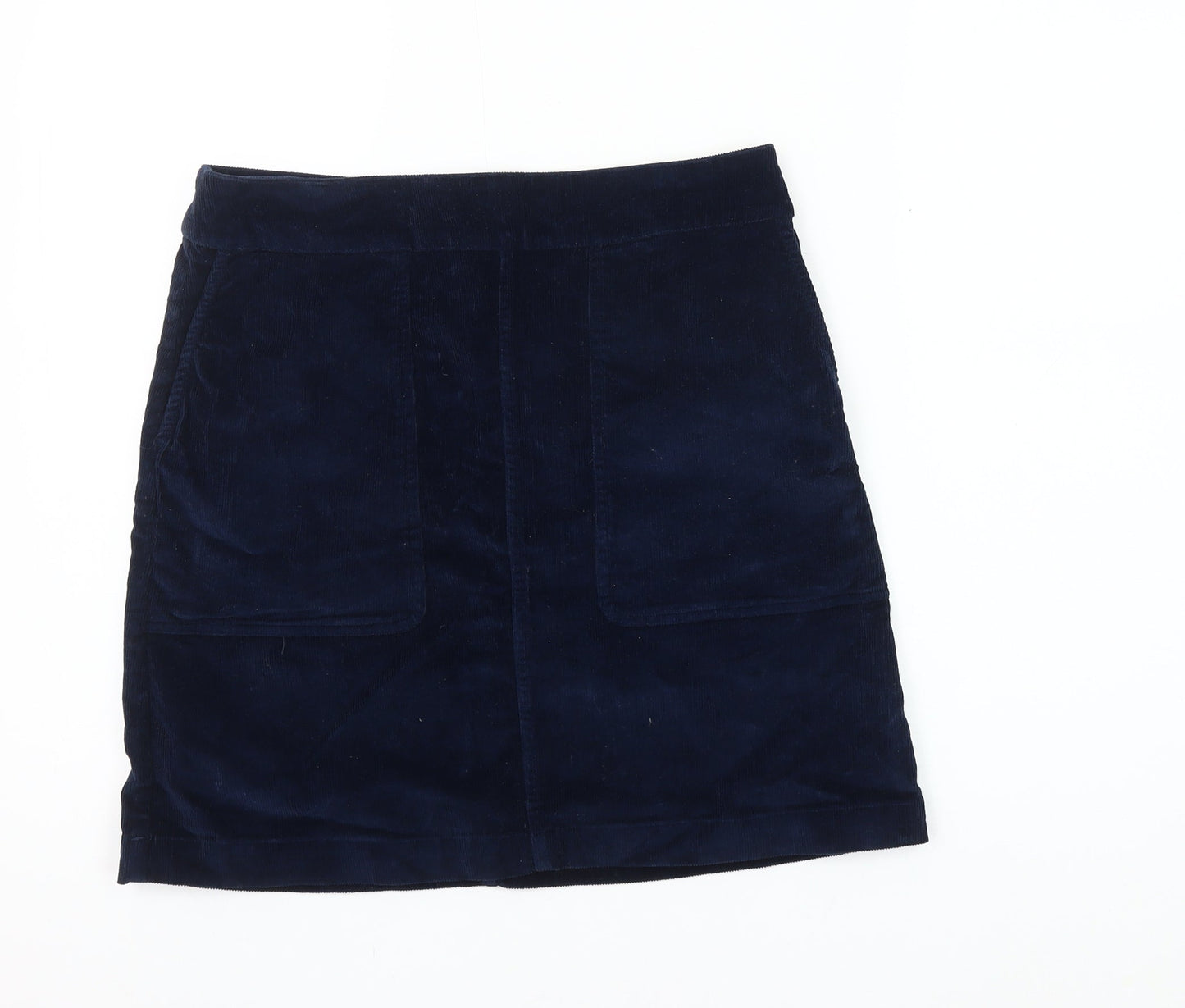 FatFace Women's Blue Corduroy Short Skirt Size 10 Zip Pockets