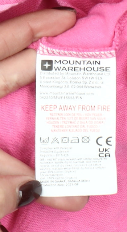 Mountain Warehouse Girls Pink Cat Print Cotton Long Sleeve Skater Dress 7-8 Years