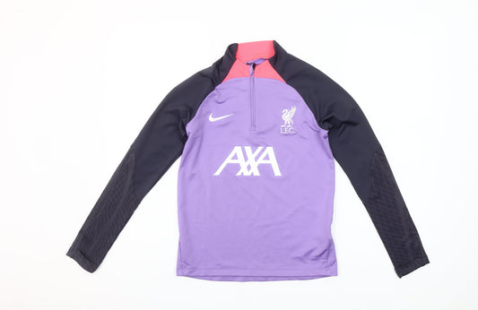 Nike Boys Purple LFC Dri-FIT 1/4 Zip Slim Fit Football Training Sweatshirt 10-11 Years