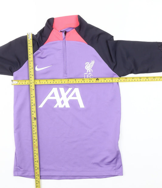 Nike Boys Purple LFC Dri-FIT 1/4 Zip Slim Fit Football Training Sweatshirt 10-11 Years