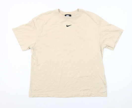 Womens UK Size S Nike Beige 100% Cotton T-Shirt