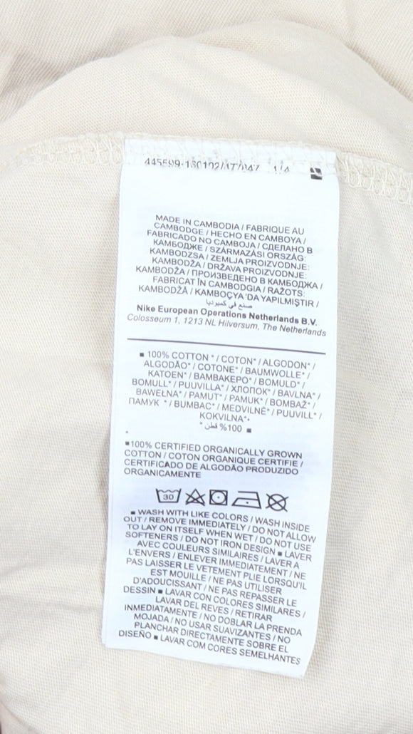 Nike Women Beige Small Basic Cotton Short Sleeve T-Shirt