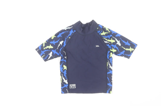 Trespass Boys Blue Shark Print Rash Guard Swim Top 3-4 Years UV Protection