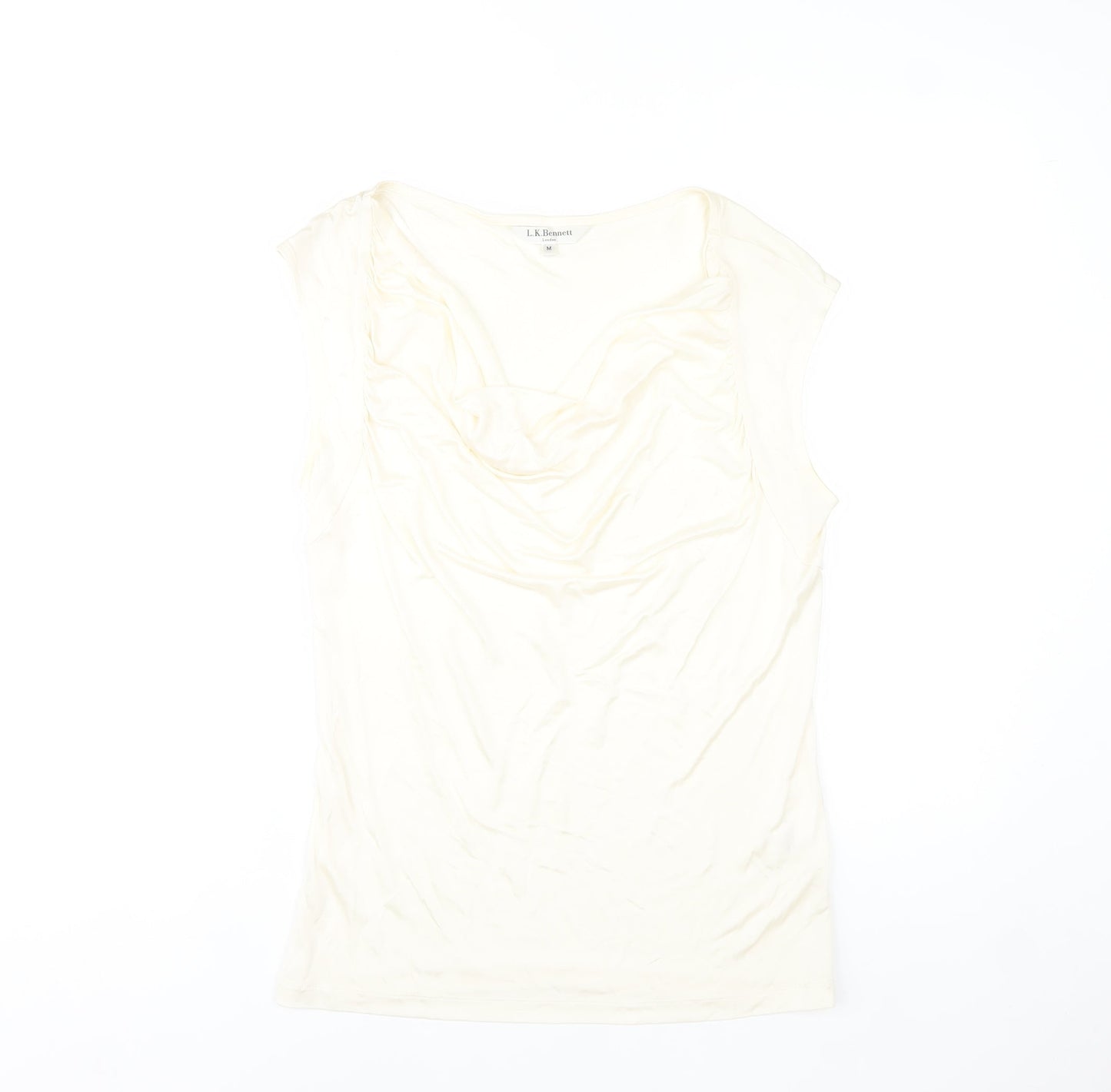L.K. Bennett Women's Ivory Viscose Cowl Neck Sleeveless Blouse M