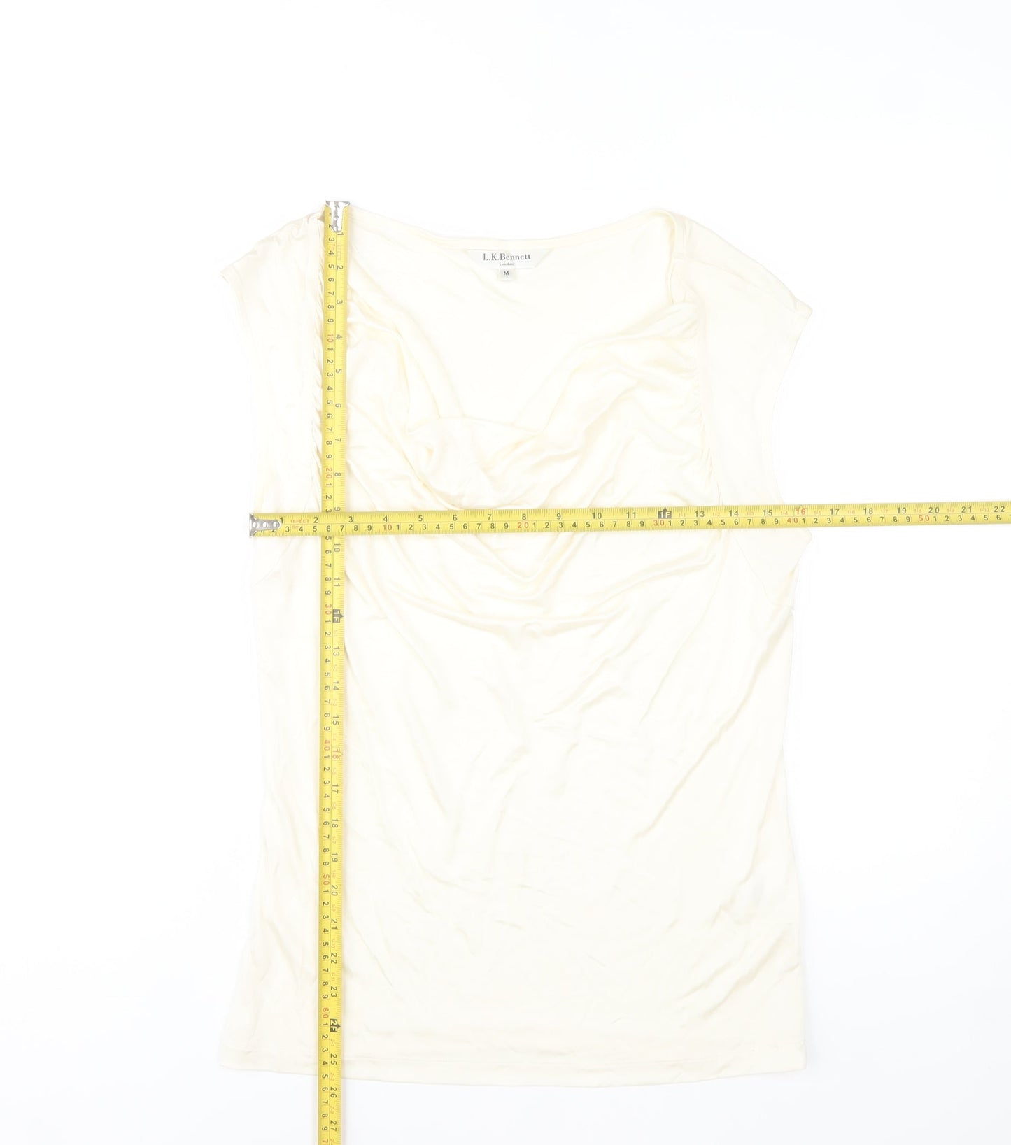 L.K. Bennett Women's Ivory Viscose Cowl Neck Sleeveless Blouse M