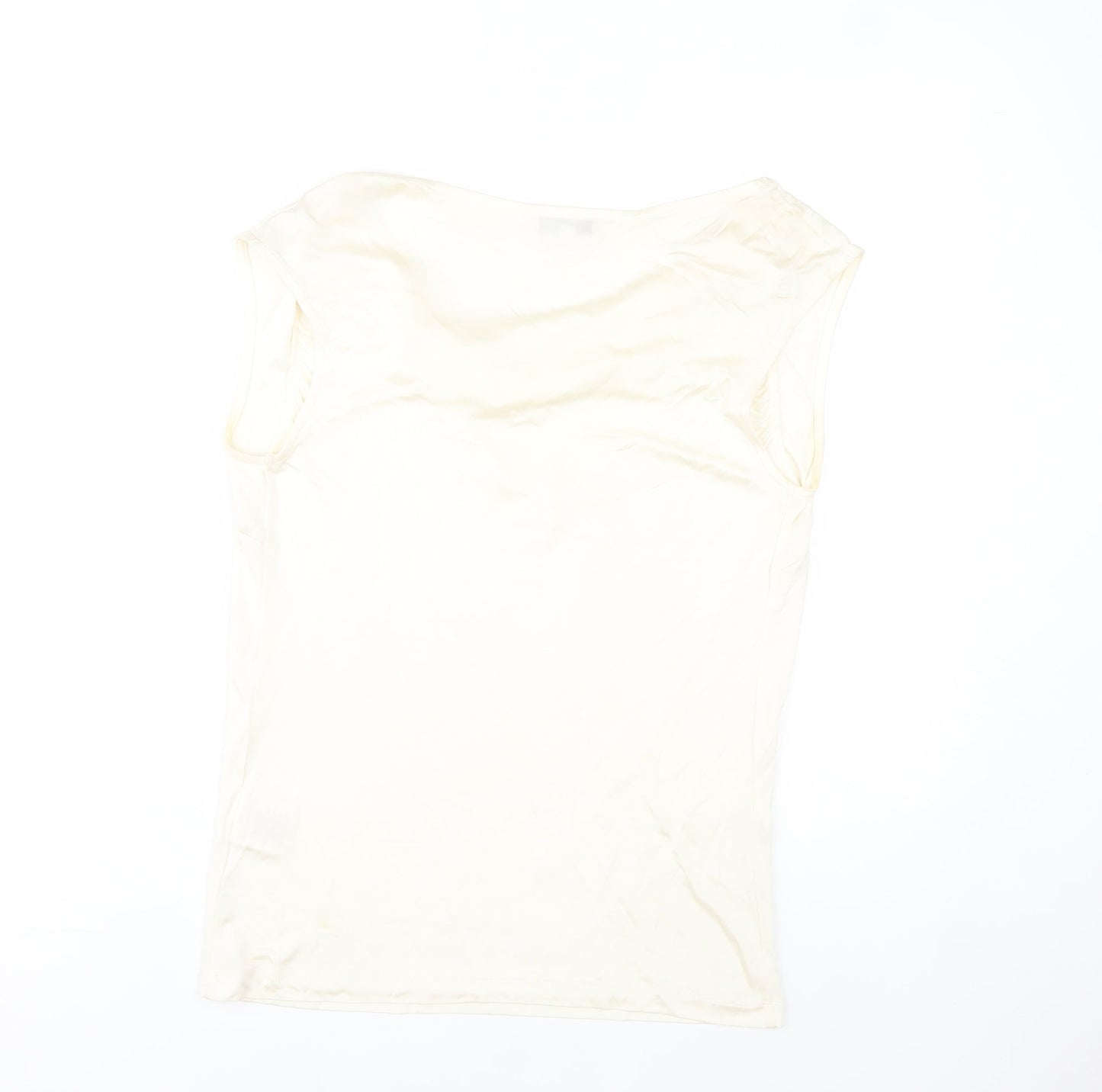 L.K. Bennett Women's Ivory Viscose Cowl Neck Sleeveless Blouse M