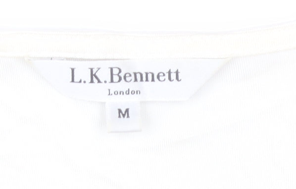 L.K. Bennett Women's Ivory Viscose Cowl Neck Sleeveless Blouse M