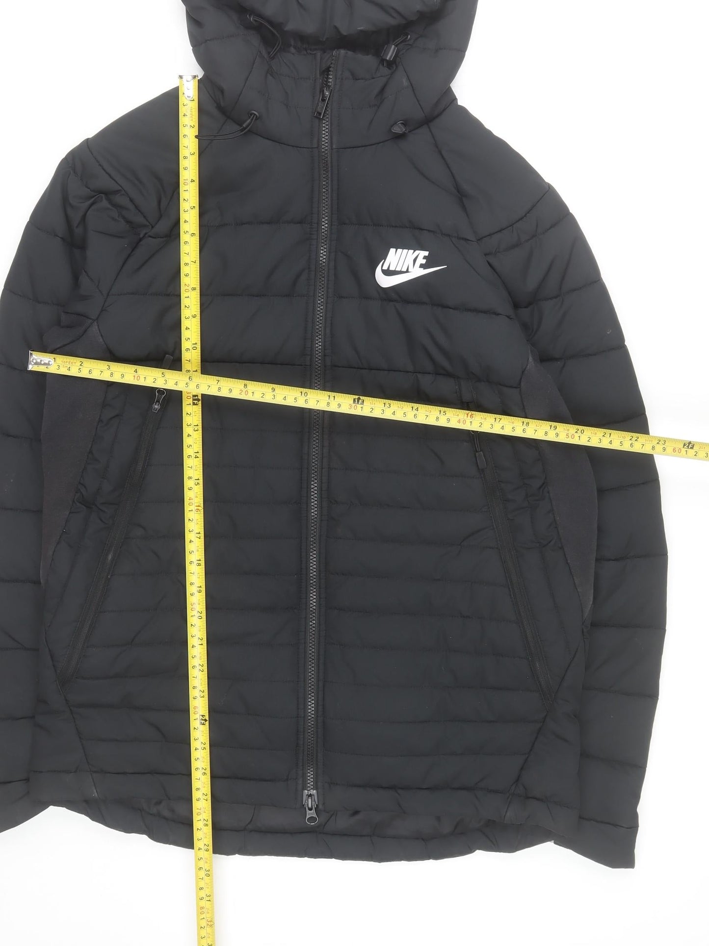 Nike Men's Black M Hooded Puffer Jacket with Zip Pockets