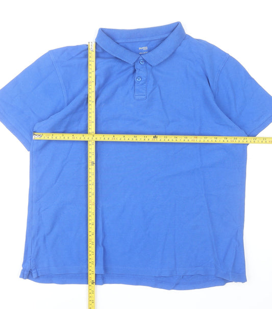 Dunnes Stores Men's Blue Cotton Polo Shirt Size L Regular Fit