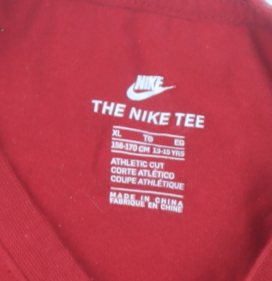 Nike Boys Red 'Just Do It' Graphic T-Shirt XL 13-15 Years Athletic Fit