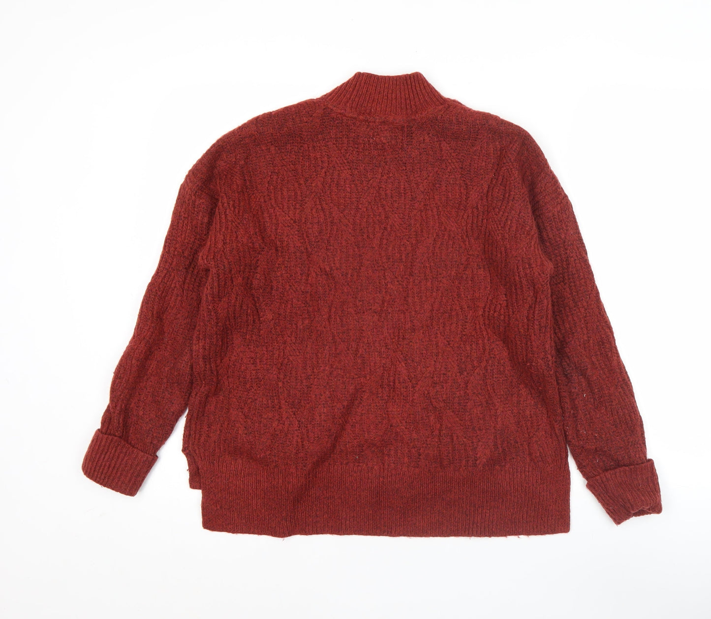 Fat Face Women's Red Cable Knit Mock Neck Jumper Size 10