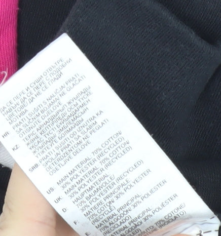 Adidas Girls Black Track Pants 7-8 Years Elastic Waist Cotton Blend