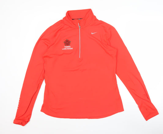 Mens UK M Athletic Nike Red 1/2 Zip Sweatshirt