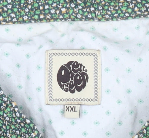 Pretty Green Men's Brown 2XL Cotton Short Sleeve Polo Shirt