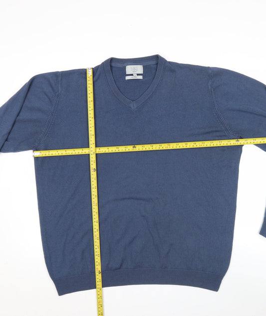 Marks and Spencer Men’s Blue 2XL V-Neck Acrylic Jumper Regular Fit