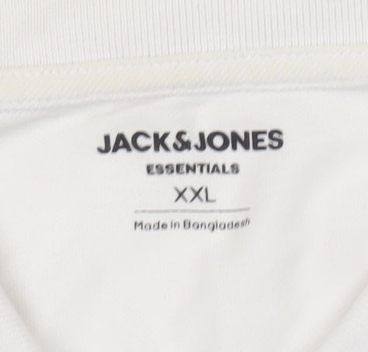 Jack & Jones Men’s White 2XL Short Sleeve Cotton Polo Shirt