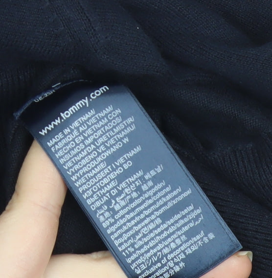 Tommy Hilfiger Men’s Blue 2XL V-Neck Cotton Silk Jumper