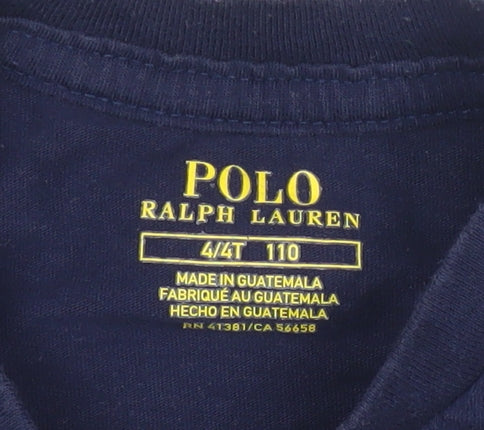 Ralph Lauren Boys Blue 4 Years Polo Graphic Christmas T-Shirt