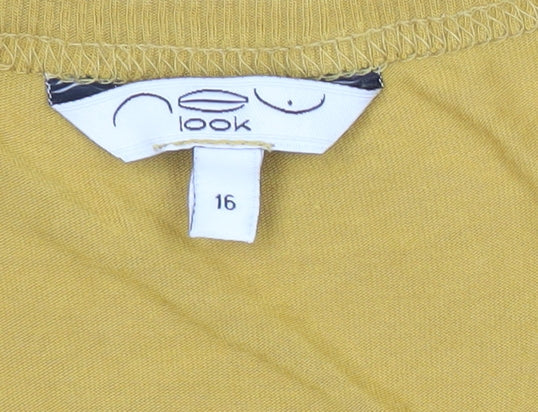 New Look Women's Yellow Long Sleeve Open Front Cardigan Size 16