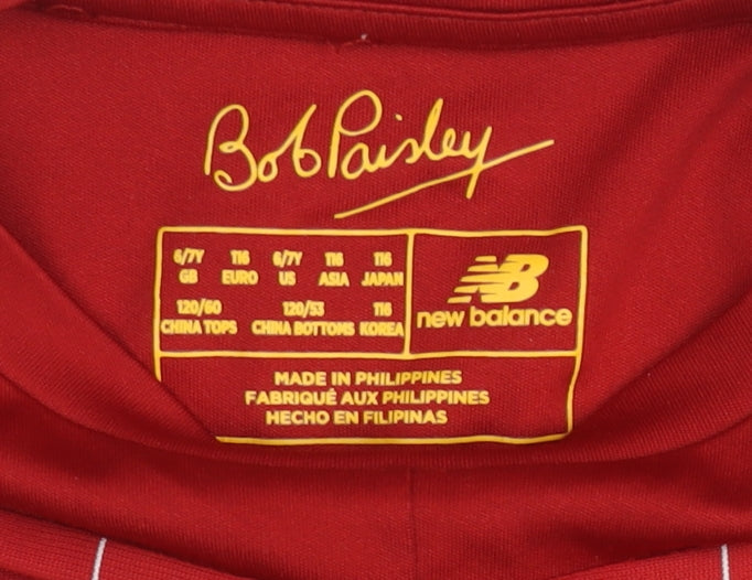 New Balance Boys Red Liverpool FC Short Sleeve Jersey T-Shirt 6-7 Years