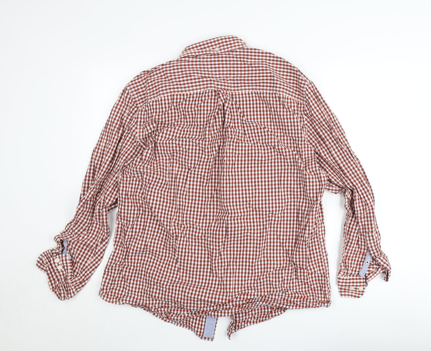 Tommy Hilfiger Men's Brown Check Classic Fit Cotton Button-Down Shirt XL