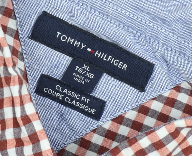 Tommy Hilfiger Men's Brown Check Classic Fit Cotton Button-Down Shirt XL