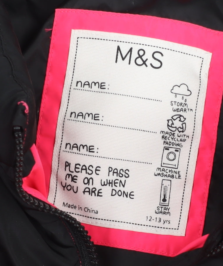 Additional view of Marks & Spencer girls’ pink black puffer jacket 12-13 years winter coat