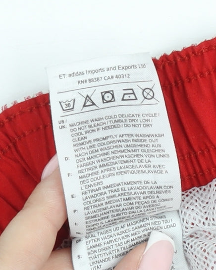 Adidas Men’s Red Striped Swim Shorts 2XL Elastic Waist Quick Dry