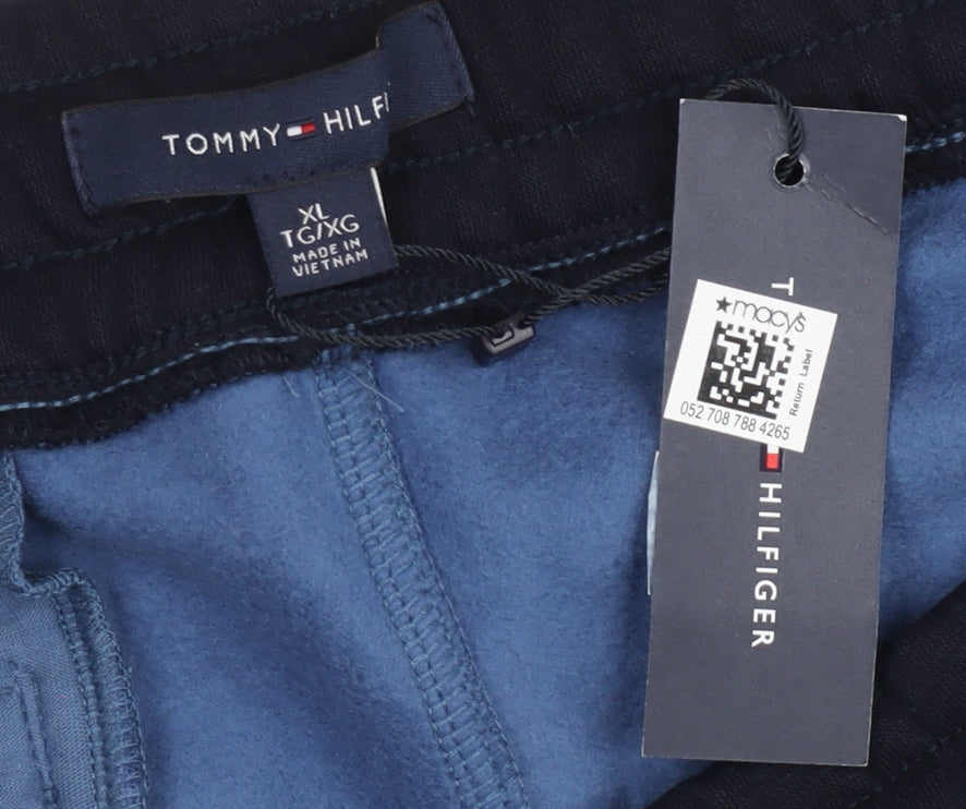 Tommy Hilfiger Men's Blue XL Sweat Shorts with Logo and Drawstring
