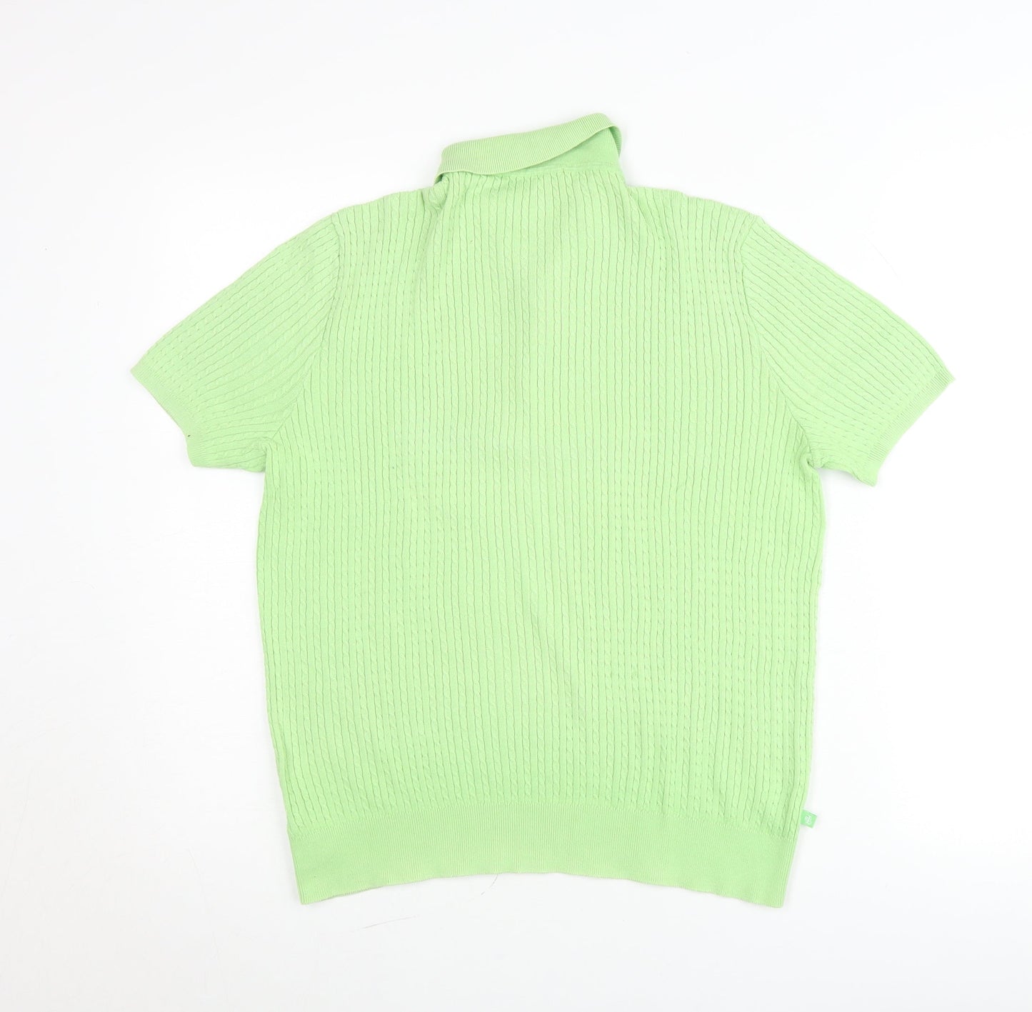 Ralph Lauren Women Green Collared Short Sleeve Knit Henley Jumper L