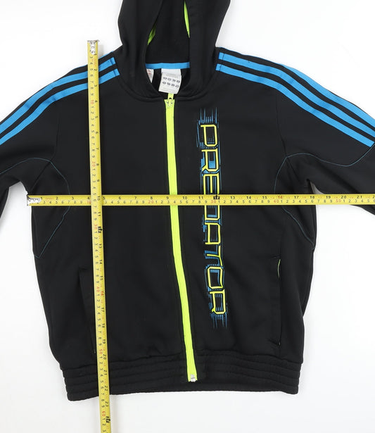 Adidas Boys Black Predator Track Hoodie Jacket 7 Years Full Zip Lightweight
