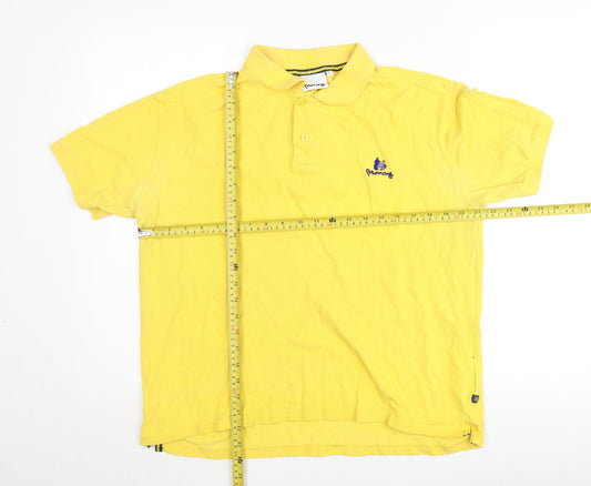 Money Mens Yellow Polo Shirt L Cotton Embroidered Logo Casual