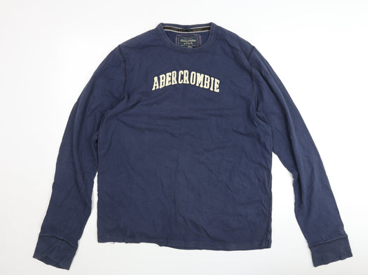 Abercrombie & Fitch Women Blue XL Crew Neck Cotton Pullover Jumper