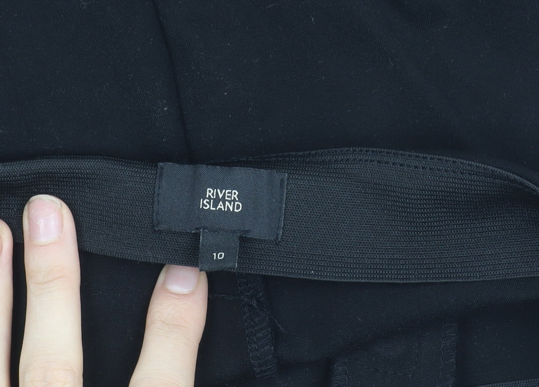 River Island Women’s Black Slim Jogger Trousers Size 10 Zip Detail