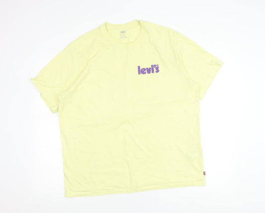 Levi's Men Yellow Relaxed Fit Cotton Crew Neck T-Shirt L