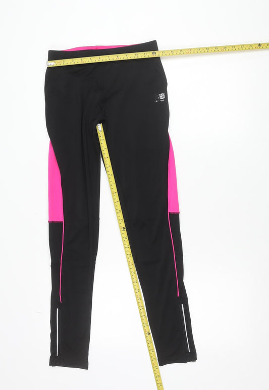 Karrimor Womens Black Running Leggings Size 10 Reflective Zip Pocket