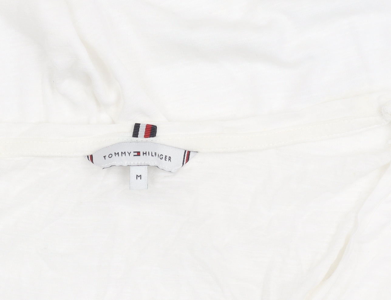 Tommy Hilfiger Women White Cotton Scoop Neck Short Sleeve T-Shirt M