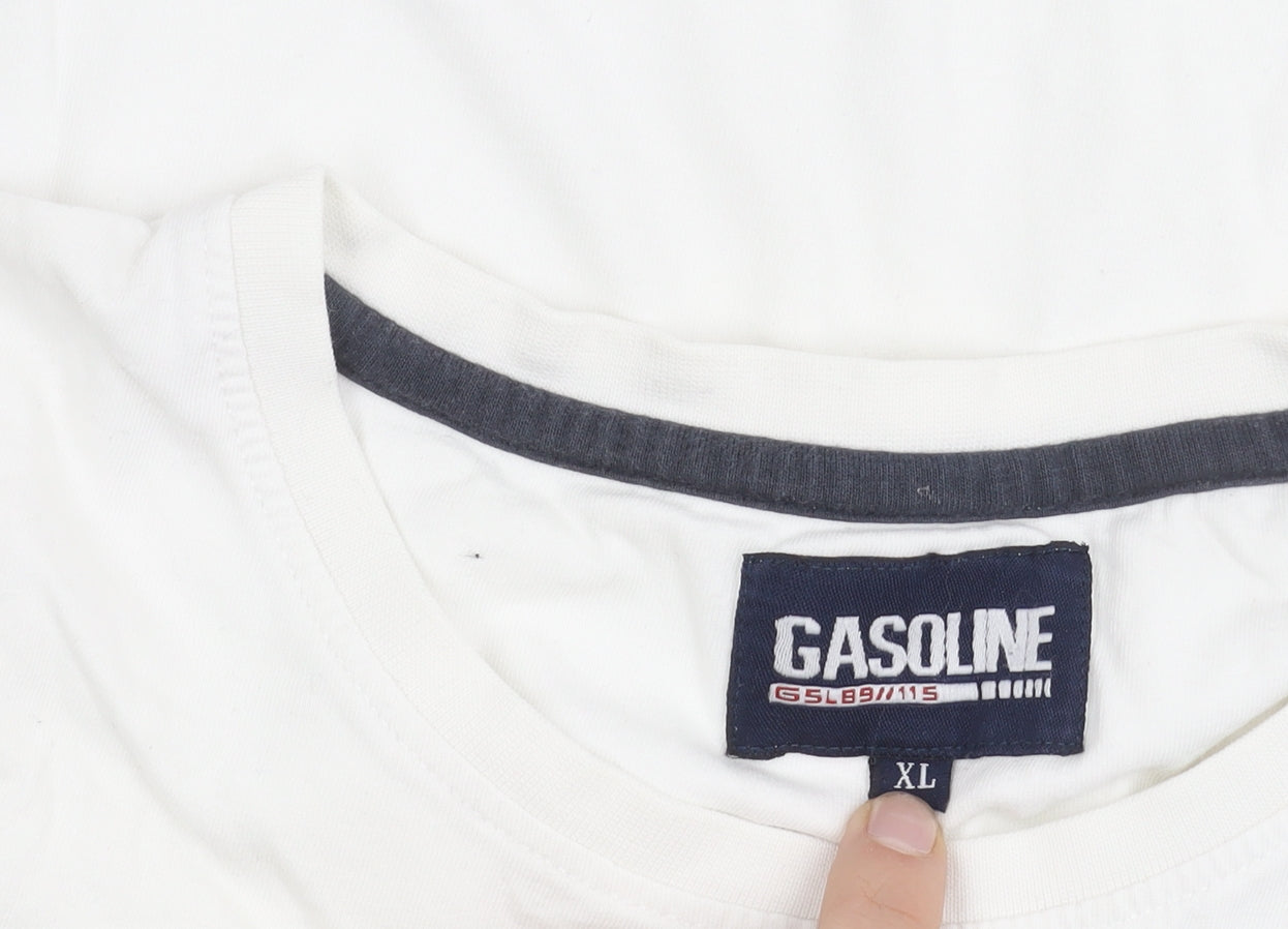 Gasoline Mens White Graphic Print Short Sleeve Crew Neck T-Shirt XL