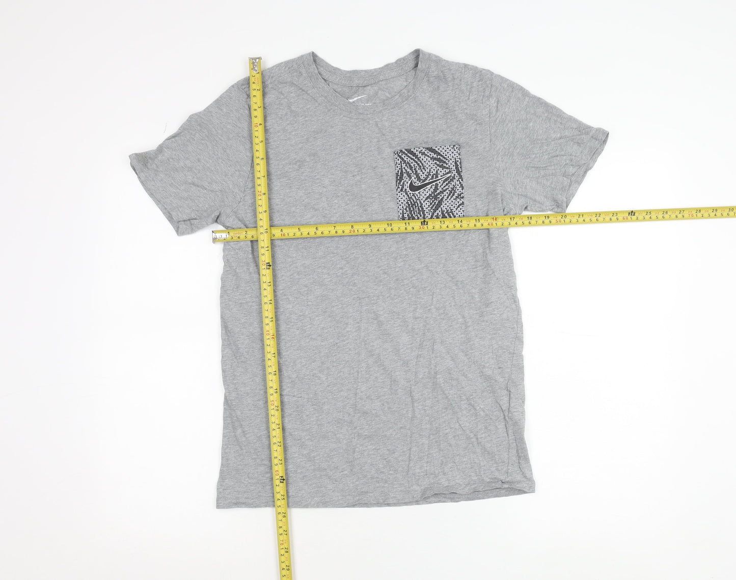 Nike Men’s Grey Athletic Fit Cotton T-Shirt Size S Crew Neck Sports Top