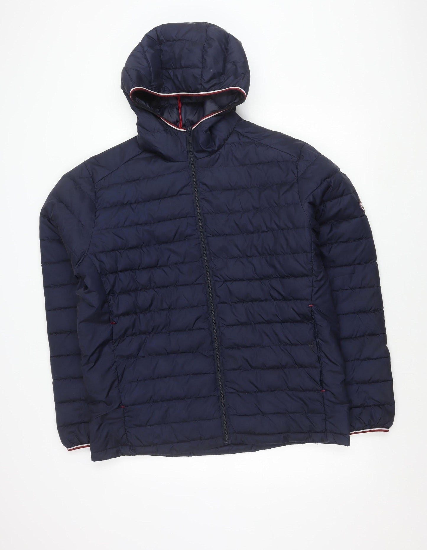 Jack & Jones Men's Blue XL Hooded Puffer Jacket Quilted Lightweight