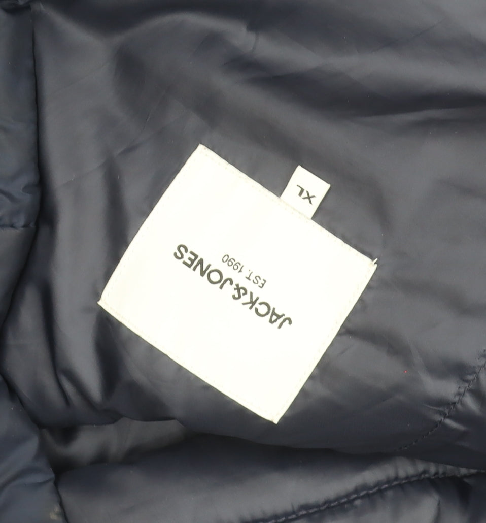 Jack & Jones Men's Blue XL Hooded Puffer Jacket Quilted Lightweight